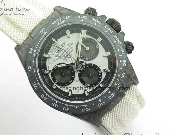 MiroTime 0215 WrinkleFree Daytona DIW Carbon Noob 1:1 Best Edition White Black Dial on Nylon Strap SA 2614